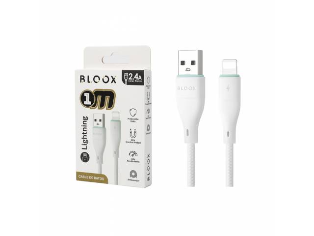 Cable de Datos BLOOX USB A a Lightning PVC 100cm