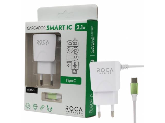 Cargador Inteligente ROCA 2.1A 1 USB Tipo C